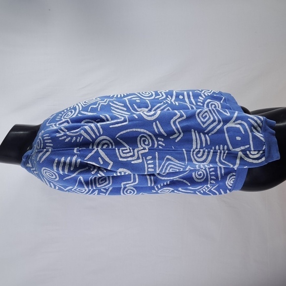 Vintage UnionBay AOP swirls print baby blue & white LG pullover sweatshirt - Picture 5 of 6